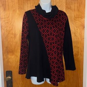 Black & Red Parsley & Sage Cowelneck Tunic Top - Size S